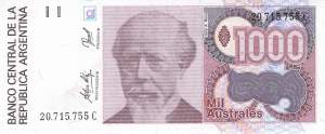 Argentinien p329e 1000 Australes 1985